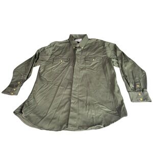 Roper Shirt Men‎ XL Green Solid Classic Cotton Blend Western Button Up Cowboy
